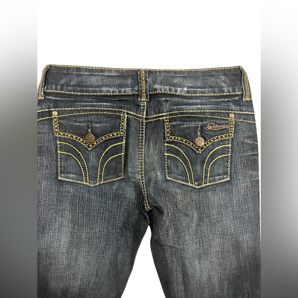 Serfontaine Low Rise Embellished Bootcut Jeans Dark Wash Y2K - Picture 3 of 8